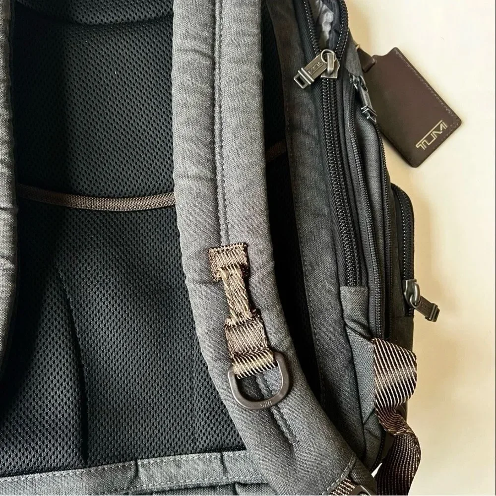 Tumi Alpha Bravo Knox Gray Brown Backpack Laptop Carryon Bag $595 MSRP